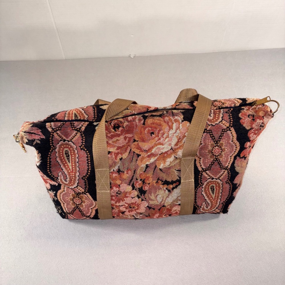 C. Cole NYC Vintage Tapestry Foldable Travel Duffle Bag-Floral Paisley Y2K